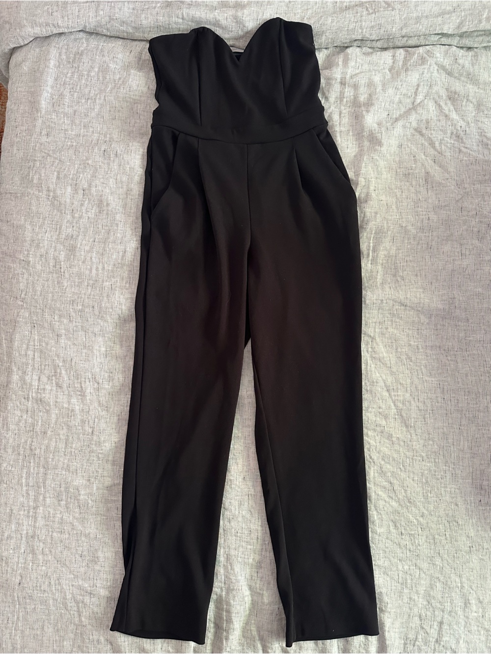 Express Black Strapless Wide-Leg Jumpsuit